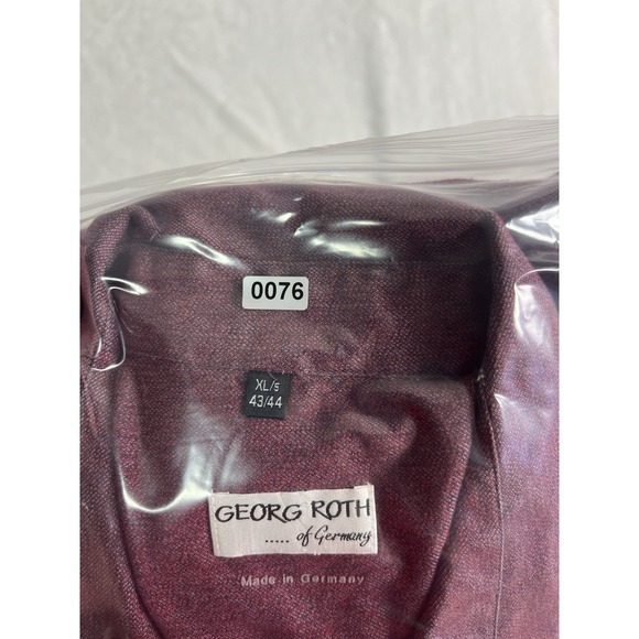Georg Roth Woven Burgundy Long Sleeve Button-Up Shirt Spread Collar XL 43/44 - Picture 8 of 8